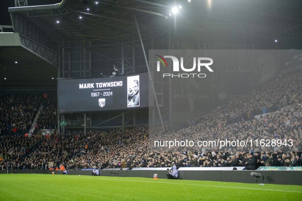 A tribute for Mark Townsend takes place at the 57th minute during the Sky Bet Championship match between West Bromwich Albion and Middlesbro...