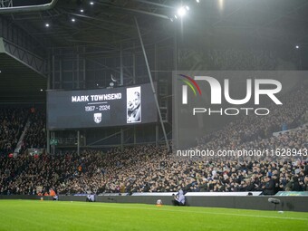 A tribute for Mark Townsend takes place at the 57th minute during the Sky Bet Championship match between West Bromwich Albion and Middlesbro...