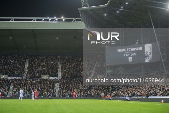 A tribute for Mark Townsend takes place at the 57th minute during the Sky Bet Championship match between West Bromwich Albion and Middlesbro...