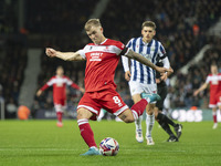 Riley McGree of Middlesbrough shoots on goal during the Sky Bet Championship match between West Bromwich Albion and Middlesbrough at The Haw...