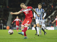 Riley McGree of Middlesbrough shoots on goal during the Sky Bet Championship match between West Bromwich Albion and Middlesbrough at The Haw...