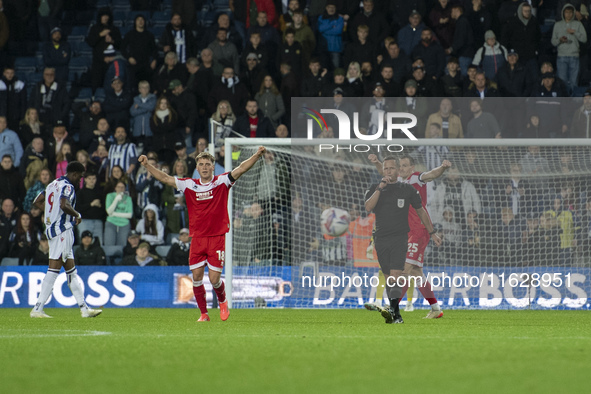 Aidan Morris of Middlesbrough celebrates at the final whistle during the Sky Bet Championship match between West Bromwich Albion and Middles...