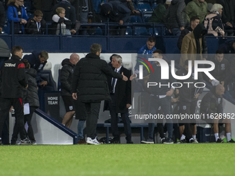 Middlesbrough Manager Michael Carrick shakes the hand of West Bromwich Albion Manager Carlos Corberan at the final whistle of the Sky Bet Ch...