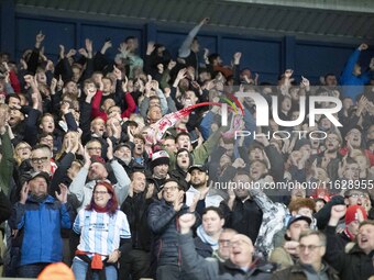 Middlesbrough fans celebrate at the final whistle during the Sky Bet Championship match between West Bromwich Albion and Middlesbrough at Th...