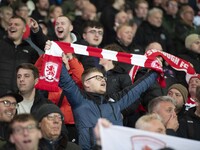 Middlesbrough fans celebrate at the final whistle during the Sky Bet Championship match between West Bromwich Albion and Middlesbrough at Th...