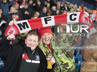 Middlesbrough fans celebrate at the final whistle during the Sky Bet Championship match between West Bromwich Albion and Middlesbrough at Th...