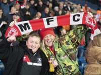 Middlesbrough fans celebrate at the final whistle during the Sky Bet Championship match between West Bromwich Albion and Middlesbrough at Th...