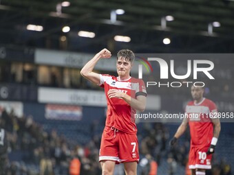 Hayden Hackney of Middlesbrough celebrates at the final whistle during the Sky Bet Championship match between West Bromwich Albion and Middl...