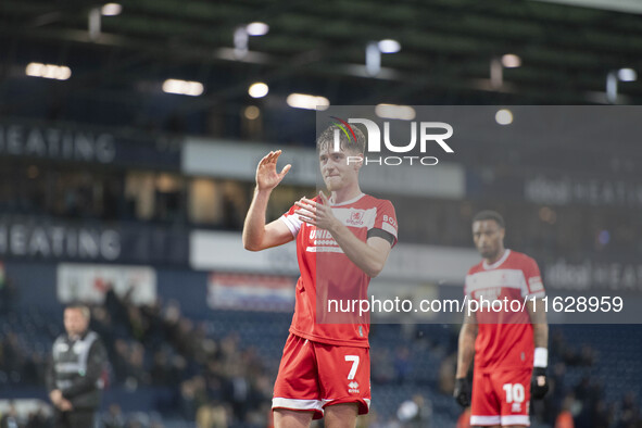 Hayden Hackney of Middlesbrough celebrates at the final whistle during the Sky Bet Championship match between West Bromwich Albion and Middl...