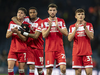 Middlesbrough's players celebrate the win at the end of the Sky Bet Championship match between West Bromwich Albion and Middlesbrough at The...