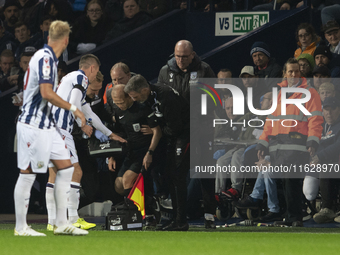 Rob Smith is the assistant referee taken ill during the Sky Bet Championship match between West Bromwich Albion and Middlesbrough at The Haw...