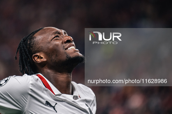 Tammy Abraham of AC Milan reacts after missing a chance during the UEFA Champions League 2024/25 League Phase MD2 match between Bayer 04 Lev...