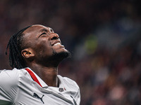 Tammy Abraham of AC Milan reacts after missing a chance during the UEFA Champions League 2024/25 League Phase MD2 match between Bayer 04 Lev...