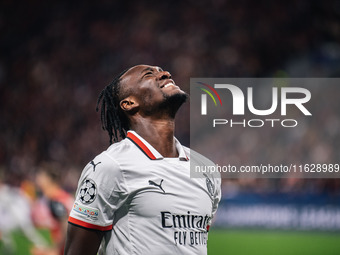 Tammy Abraham of AC Milan reacts after missing a chance during the UEFA Champions League 2024/25 League Phase MD2 match between Bayer 04 Lev...