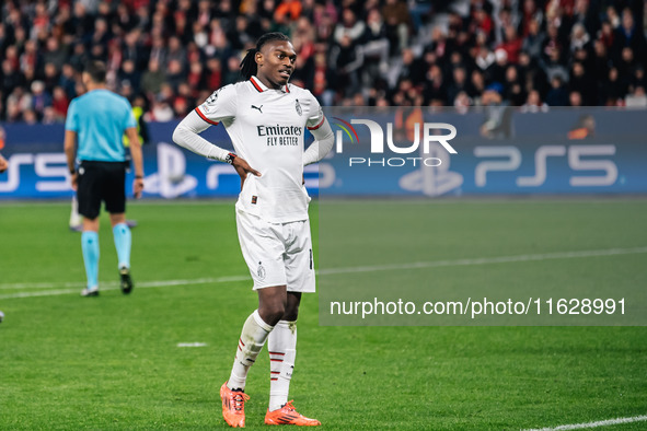 Rafael Leao of AC Milan looks on during the UEFA Champions League 2024/25 League Phase MD2 match between Bayer 04 Leverkusen and AC Milan at...