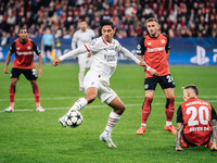 Tijjani Reijnders of AC Milan is in action during the UEFA Champions League 2024/25 League Phase MD2 match between Bayer 04 Leverkusen and A...