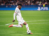 Emerson of AC Milan shoots the ball during the UEFA Champions League 2024/25 League Phase MD2 match between Bayer 04 Leverkusen and AC Milan...