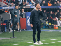 Xabi Alonso, Head Coach of Bayer 04 Leverkusen, gives instructions to his team during the UEFA Champions League 2024/25 League Phase MD2 mat...