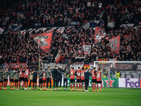 Players of Bayer 04 Leverkusen celebrate with fans after the UEFA Champions League 2024/25 League Phase MD2 match between Bayer 04 Leverkuse...