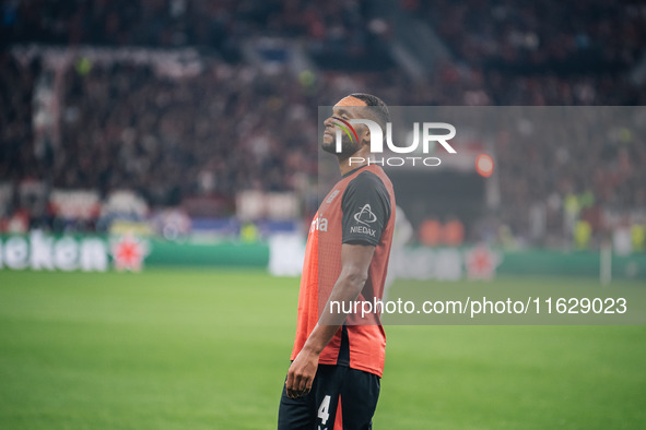 Jonathan Tah of Bayer 04 Leverkusen looks on during the UEFA Champions League 2024/25 League Phase MD2 match between Bayer 04 Leverkusen and...