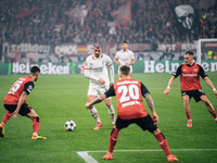 Alvaro Morata of AC Milan is in action during the UEFA Champions League 2024/25 League Phase MD2 match between Bayer 04 Leverkusen and AC Mi...