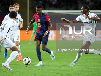 Ansu Fati plays during the match between FC Barcelona and BSC Young Boys in the week 2 of the League Stage of the UEFA Champions League, at...