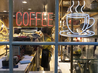 A young Iranian barista works at a cafe in downtown Tehran, Iran, on October 1, 2024, after Iran's missile attack against Israel. Iran launc...