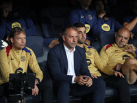 Hansi Flick coaches during the match between FC Barcelona and BSC Young Boys in the week 2 of the League Stage of the UEFA Champions League...