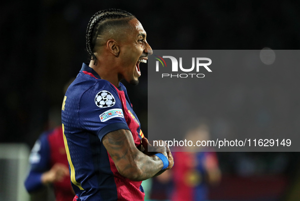 Raphinha Dias celebrates a goal during the match between FC Barcelona and BSC Young Boys in the week 2 of the League Stage of the UEFA Champ...