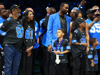 DETROIT,MICHIGAN-September 30: Former Detroit Lions wide receiver Calvin (“Megatron”) Johnson Jr. attends the ceremony honoring his inductio...