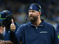 DETROIT,MICHIGAN-September 30: Seattle Seahawks assistant special teams Devin Fitzsimmins is seen during the second half of an NFL football...