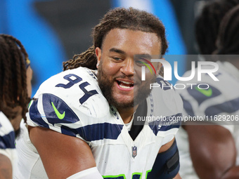 DETROIT,MICHIGAN-September 30: Seattle Seahawks defensive end Mike Morris (94) is seen during the second half of an NFL football game betwee...