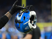 DETROIT,MICHIGAN-September 30: Detroit Lions offensive tackle Penei Sewell (58) helmet is seen during the second half of an NFL football gam...