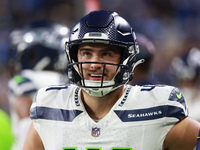 DETROIT,MICHIGAN-September 30: Seattle Seahawks long snapper Chris Stoll (41) is seen during the first half of an NFL football game between...