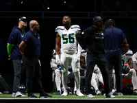 DETROIT,MICHIGAN-September 30: Seattle Seahawks linebacker Tyus Bowser (56) is seen during the first half of an NFL football game between th...