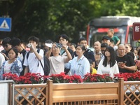 A large number of tourists visit the West Lake in Hangzhou, China, on October 2, 2024. (