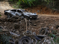 Storm damage from Hurricane Helene is seen in Asheville, North Carolina on October 1, 2024. (