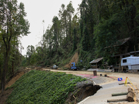 Storm damage from Hurricane Helene is seen in Asheville, North Carolina on October 1, 2024. (