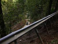 Storm damage from Hurricane Helene is seen in Asheville, North Carolina on October 1, 2024. (