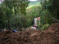 Storm damage from Hurricane Helene is seen in Asheville, North Carolina on October 1, 2024. (