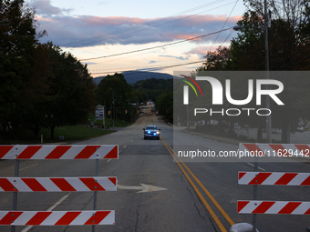 Storm damage from Hurricane Helene is seen in Asheville, North Carolina on October 1, 2024. (