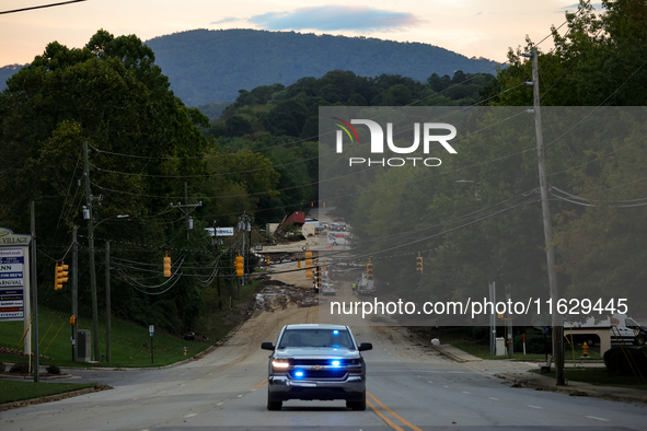 Storm damage from Hurricane Helene is seen in Asheville, North Carolina on October 1, 2024. 