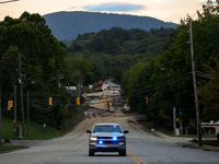 Storm damage from Hurricane Helene is seen in Asheville, North Carolina on October 1, 2024. (