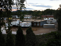 Storm damage from Hurricane Helene is seen in Asheville, North Carolina on October 1, 2024. (