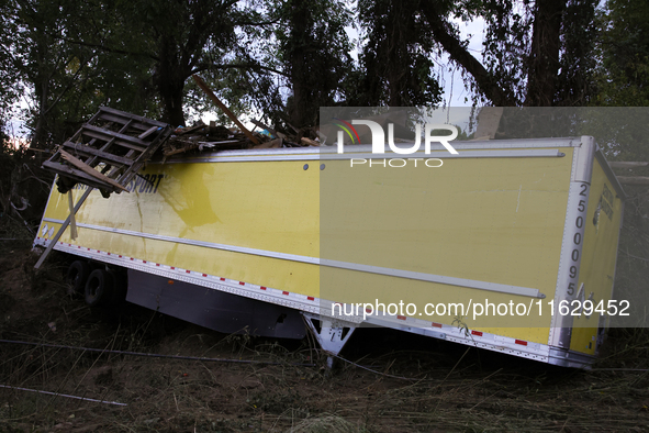 Storm damage from Hurricane Helene is seen in Asheville, North Carolina on October 1, 2024. 