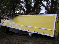 Storm damage from Hurricane Helene is seen in Asheville, North Carolina on October 1, 2024. (