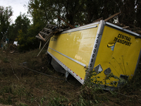 Storm damage from Hurricane Helene is seen in Asheville, North Carolina on October 1, 2024. (