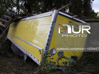 Storm damage from Hurricane Helene is seen in Asheville, North Carolina on October 1, 2024. (