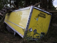 Storm damage from Hurricane Helene is seen in Asheville, North Carolina on October 1, 2024. (