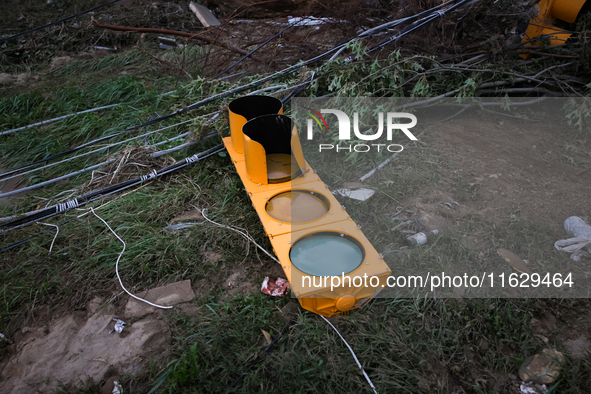 Storm damage from Hurricane Helene is seen in Asheville, North Carolina on October 1, 2024. 